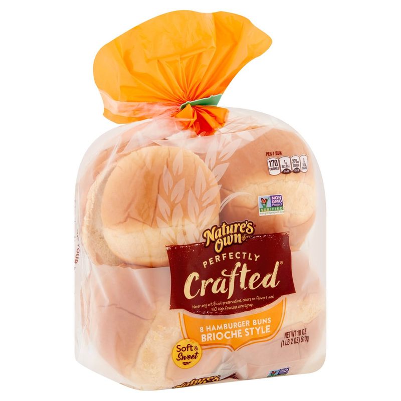 Nature's Own Perfectly Crafted Brioche Style Hamburger Buns, 8 count, 18 oz