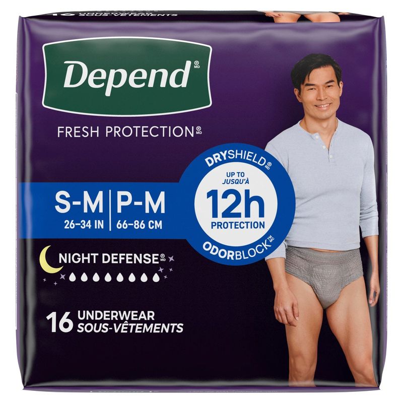 Depend Night Defense Fresh Protection Underwear, Size S-M, 16 count