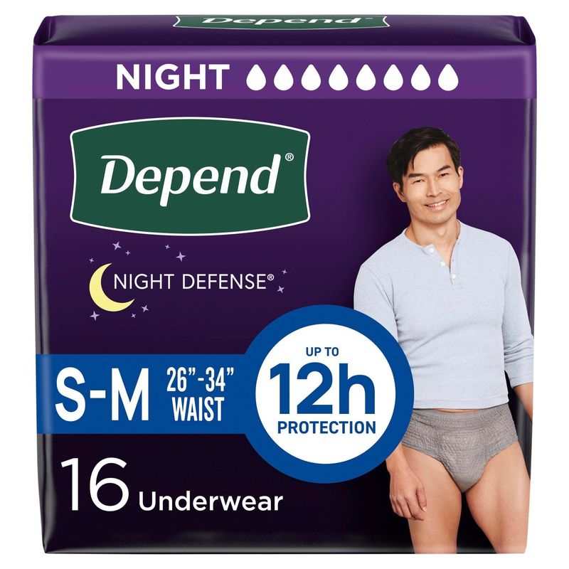 Depend Night Defense Fresh Protection Underwear, Size S-M, 16 count