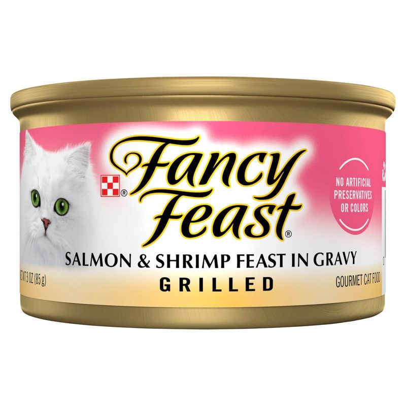 Purina Fancy Feast Grilled Salmon &amp; Shrimp Feast in Gravy Gourmet Cat Food, 3 oz