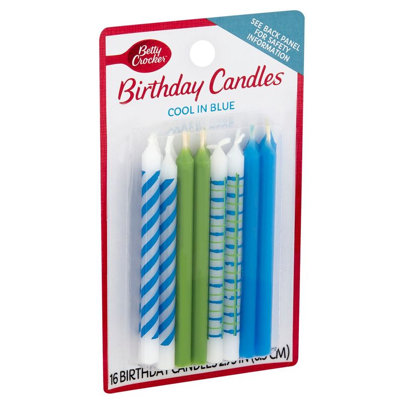 Betty Crocker Cool in Blue Birthday Candles, 16 count