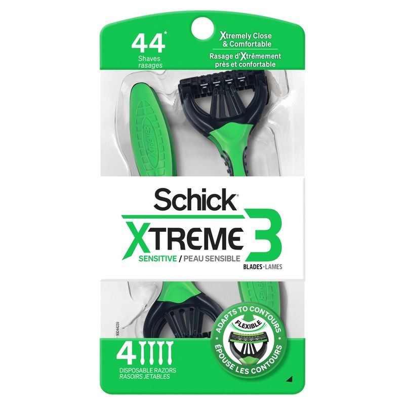Schick Xtreme Sensitive 3 Blades Disposable Razors, 4 count