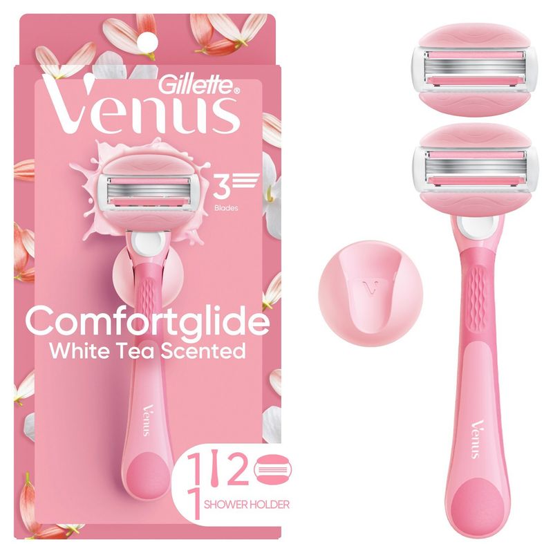 Gillette Venus Comfortglide White Tea Scented Razor, Cartridges and Gel Bars