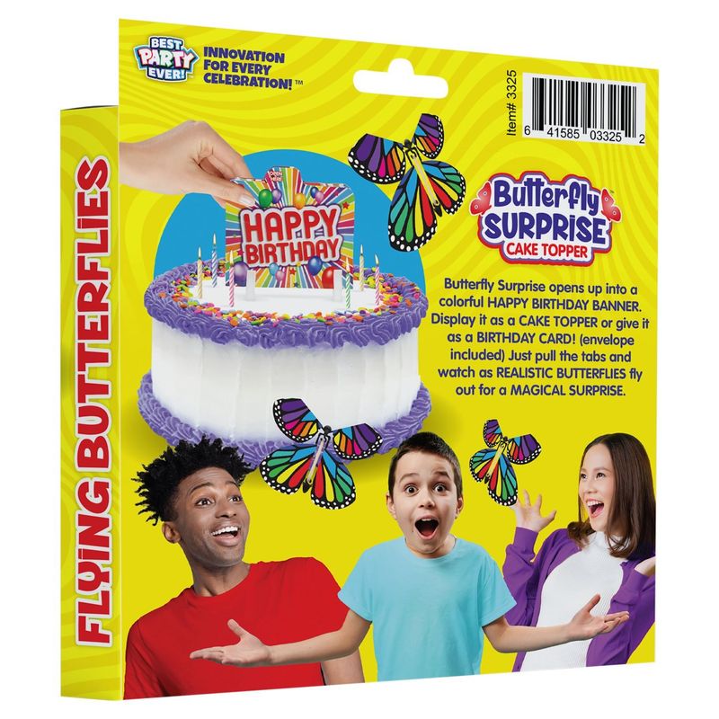 Best Party Ever! Butterfly Surprise Flying Butterflies Cake Topper