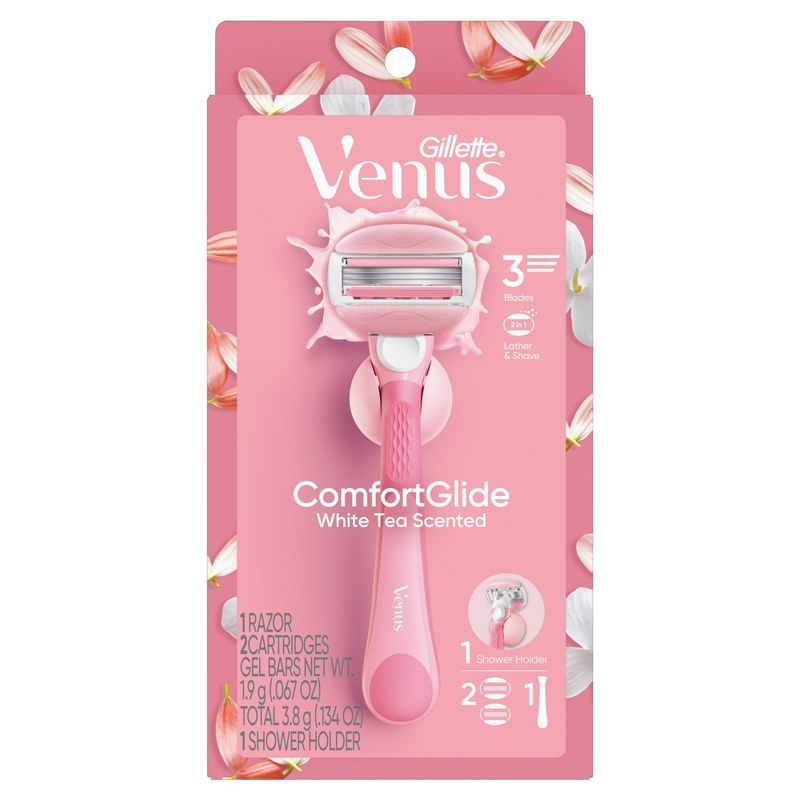 Gillette Venus Comfortglide White Tea Scented Razor, Cartridges and Gel Bars