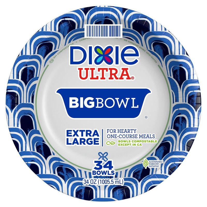 Dixie Ultra 34 oz Extra Large Bigbowl, 34 count
