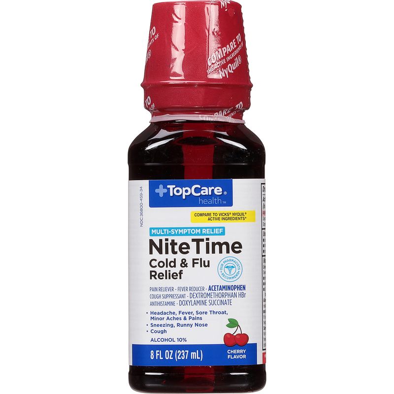 TopCare Nitetime Cold and Flu Relief, Cherry Flavor, 8 fl oz.