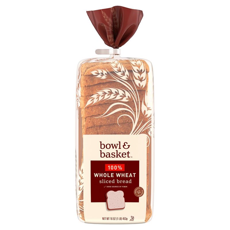 Bowl &amp; Basket 100% Whole Wheat Sliced Bread, 16 oz