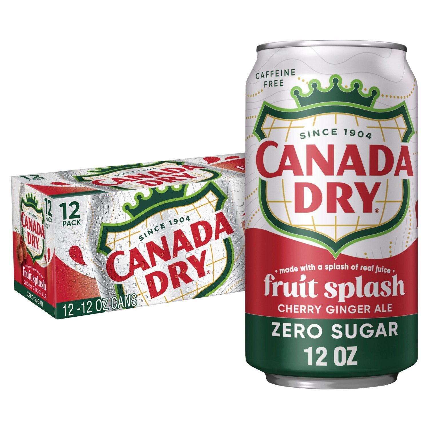 Canada Dry Fruit Splash Cherry Ginger Ale Soda, 12 fl oz, 12 count