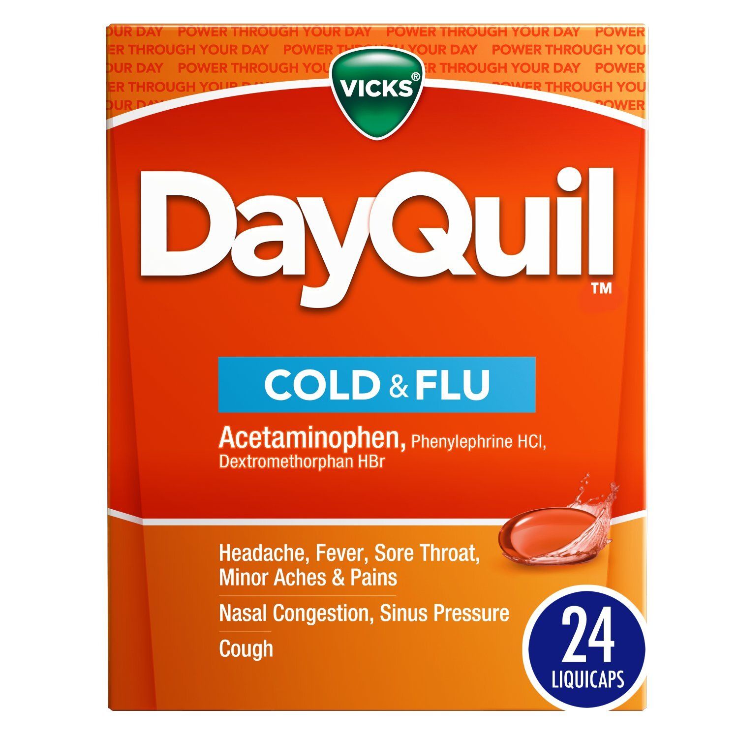 Vicks DayQuil Cold &amp; Flu Over-the-Counter Medicine, Non-Drowsy Powerful Multi-Symptom Daytime Relie