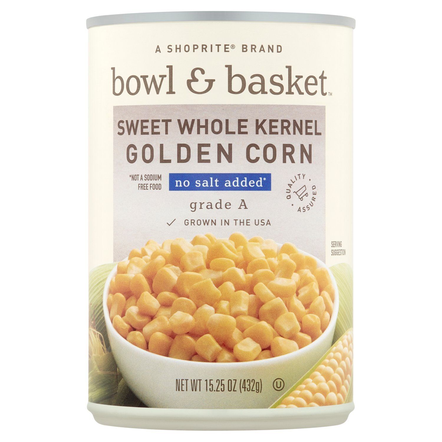 Bowl &amp; Basket Sweet Whole Kernel Golden Corn, No Salt Added, 15.25 oz