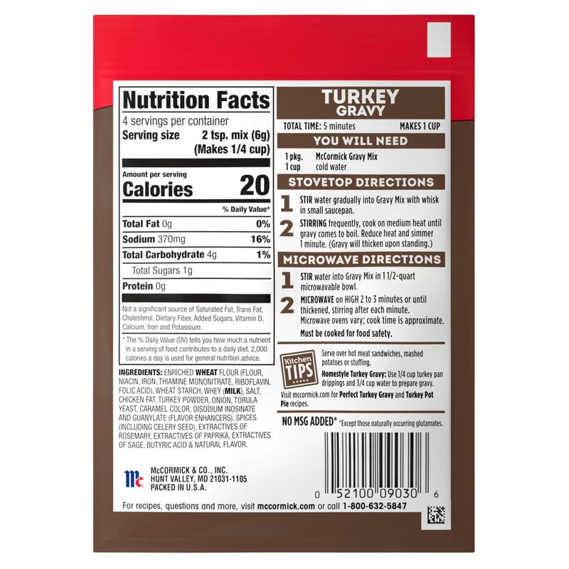 McCormick Turkey Gravy Mix, 0.87 oz