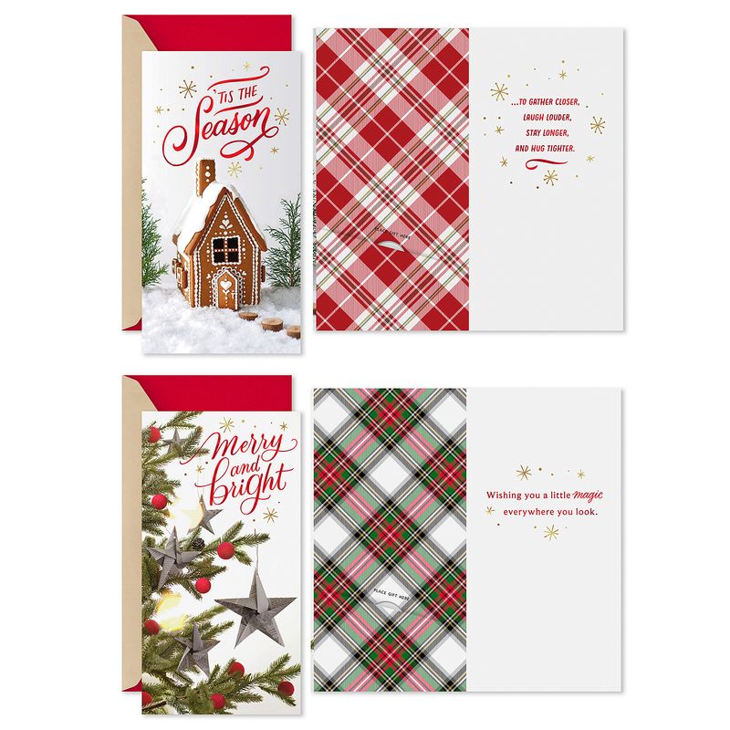 Hallmark Christmas Gift Card Holders or Money Holders Assortment, Cozy Christmas Wishes (5 Christmas Cards with Envelopes)