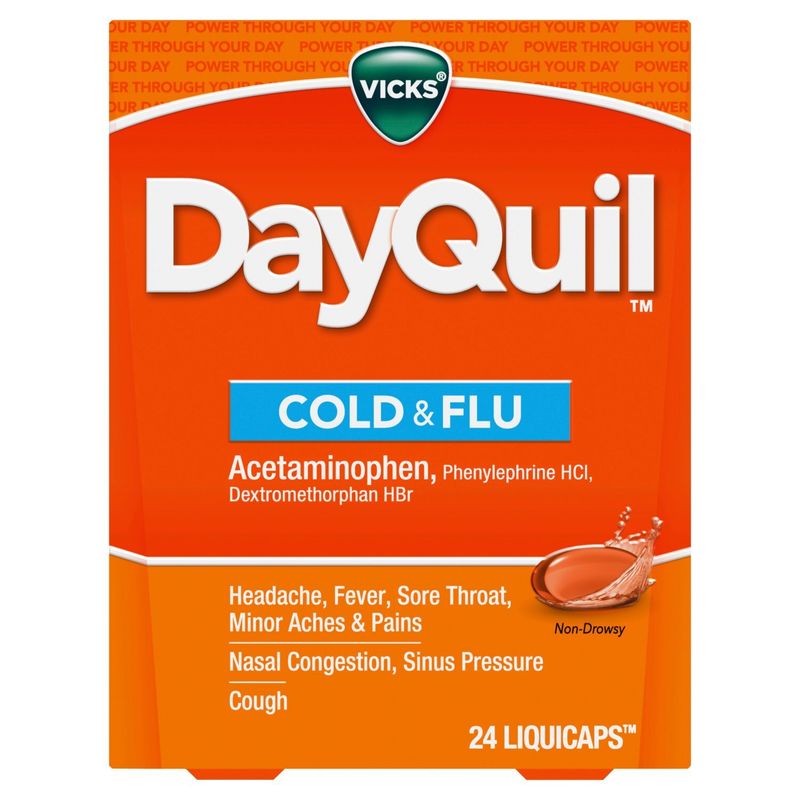 Vicks DayQuil Cold &amp; Flu Over-the-Counter Medicine, Non-Drowsy Powerful Multi-Symptom Daytime Relie