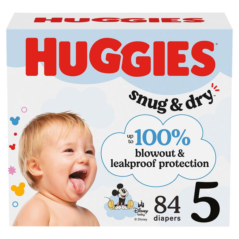 Huggies Snug &amp; Dry Diapers, Size 5, Over 27 lb, 84 count