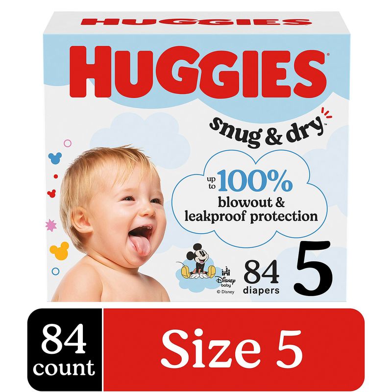 Huggies Snug &amp; Dry Diapers, Size 5, Over 27 lb, 84 count