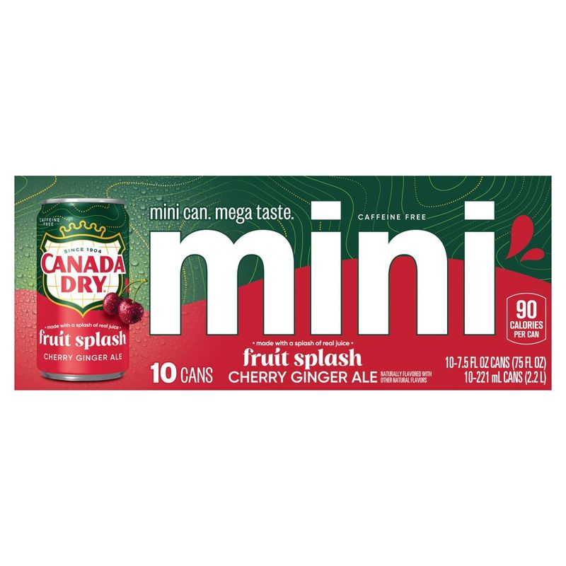 Canada Dry Fruit Splash Cherry Ginger Ale Soda, 7.5 fl oz, 10 count