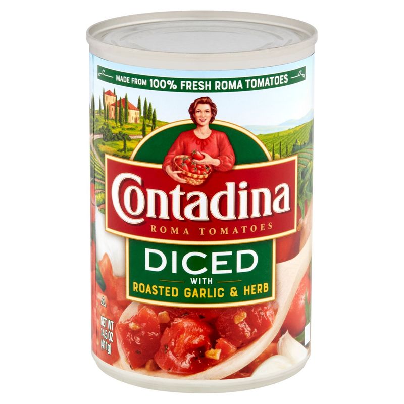 Contadina Diced Roma Tomatoes with Roasted Garlic &amp; Herb, 14.5 oz