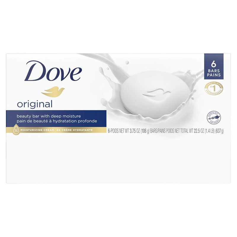 Dove Beauty Bar Gentle Skin Cleanser Original 3.75 oz, 6 Bars