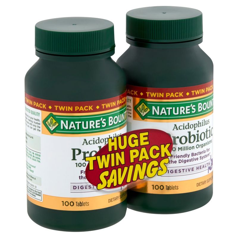 Nature's Bounty Acidophilus Probiotic Dietary Supplement Twin Pack, 100 count