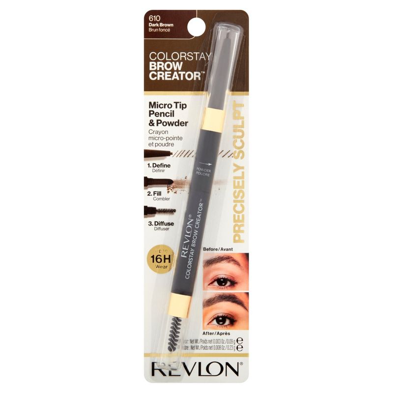 Revlon ColorStay Brow Creator 610 Dark Brown Micro Tip Pencil &amp; Powder