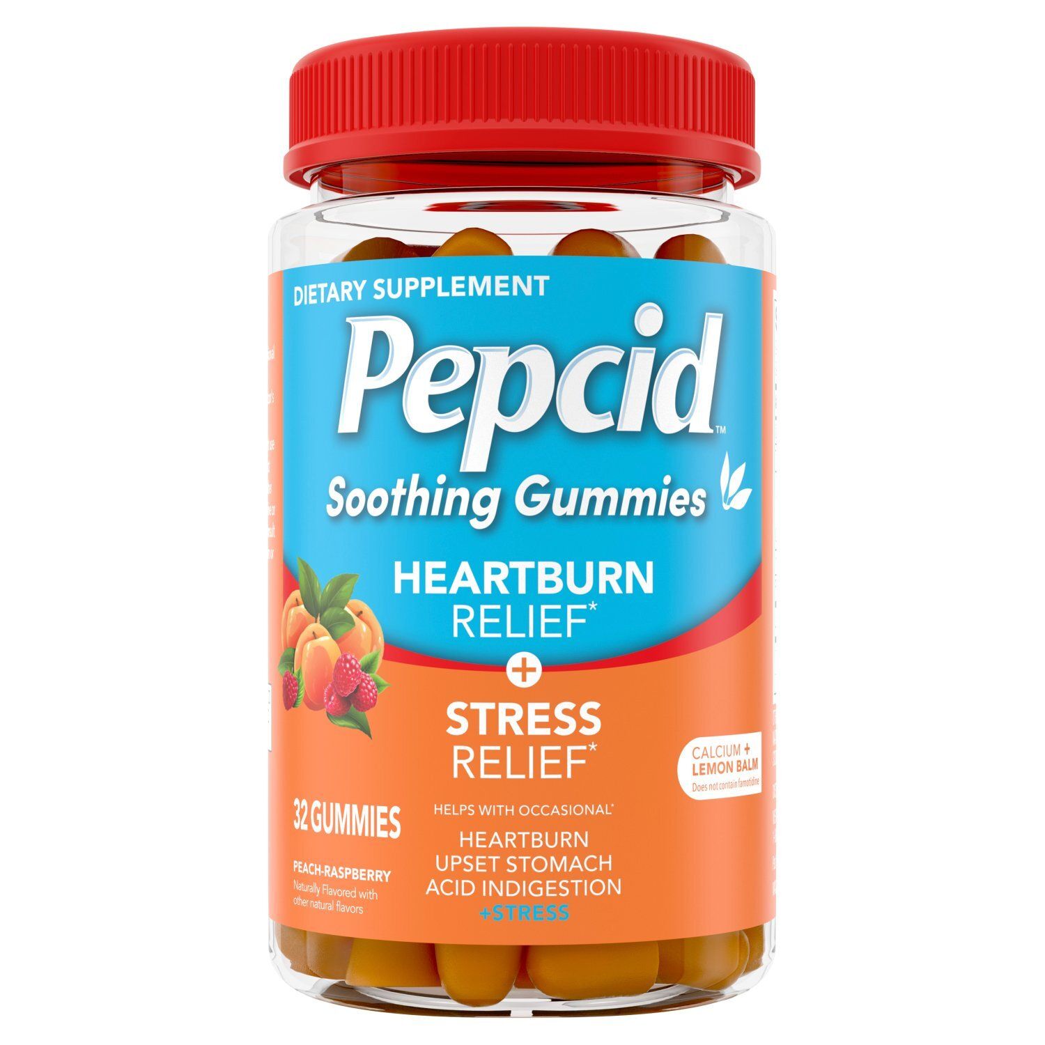 Pepcid Peach-Raspberry Soothing Gummies Dietary Supplement, 32 count