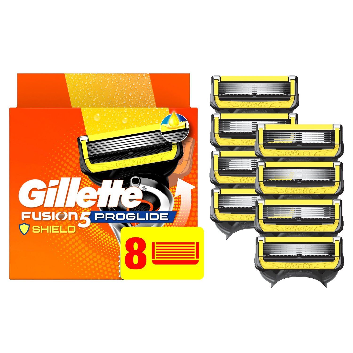 Gillette Fusion 5 Proglide Shield Defense Cartridges Value Pack, 8 count