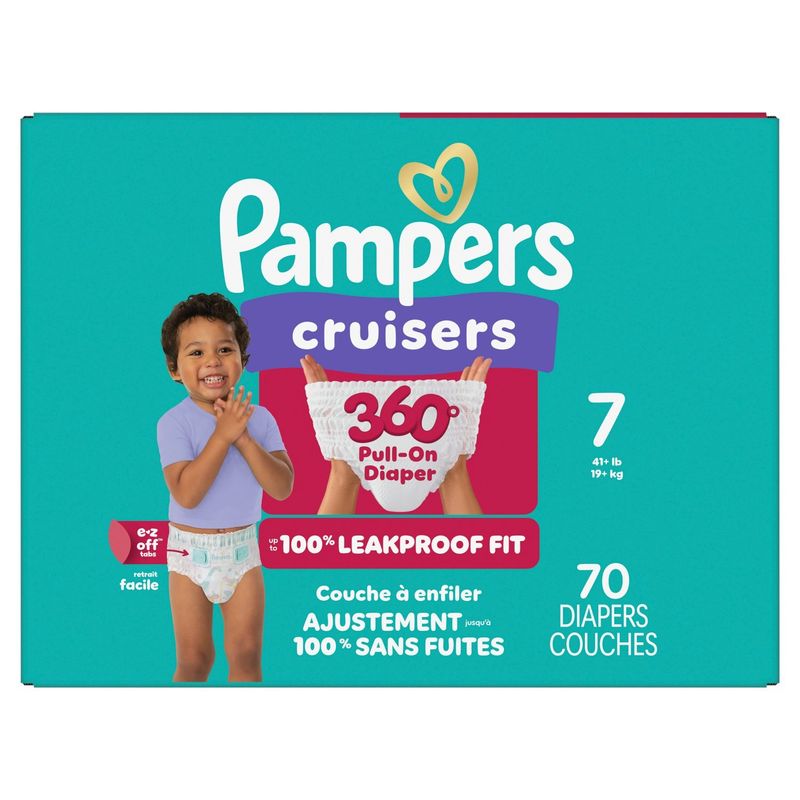 Pampers Cruisers 360° Pull-On Diapers, Size 7, 41+ lb, 70 count