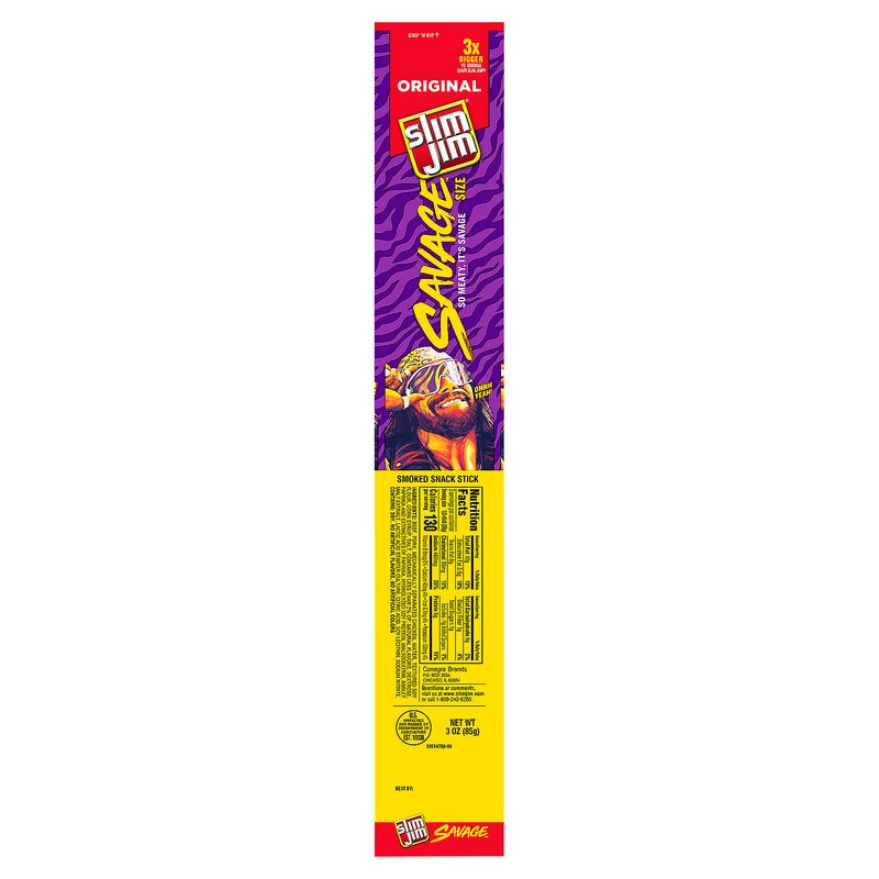 Slim Jim Savage Original Flavor Smoked Meat Snack Stick, 3 oz.