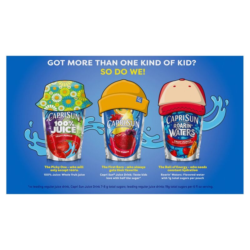 Capri Sun Fruit Punch Flavored 100% Juice Blend, 6 fl oz, 10 count