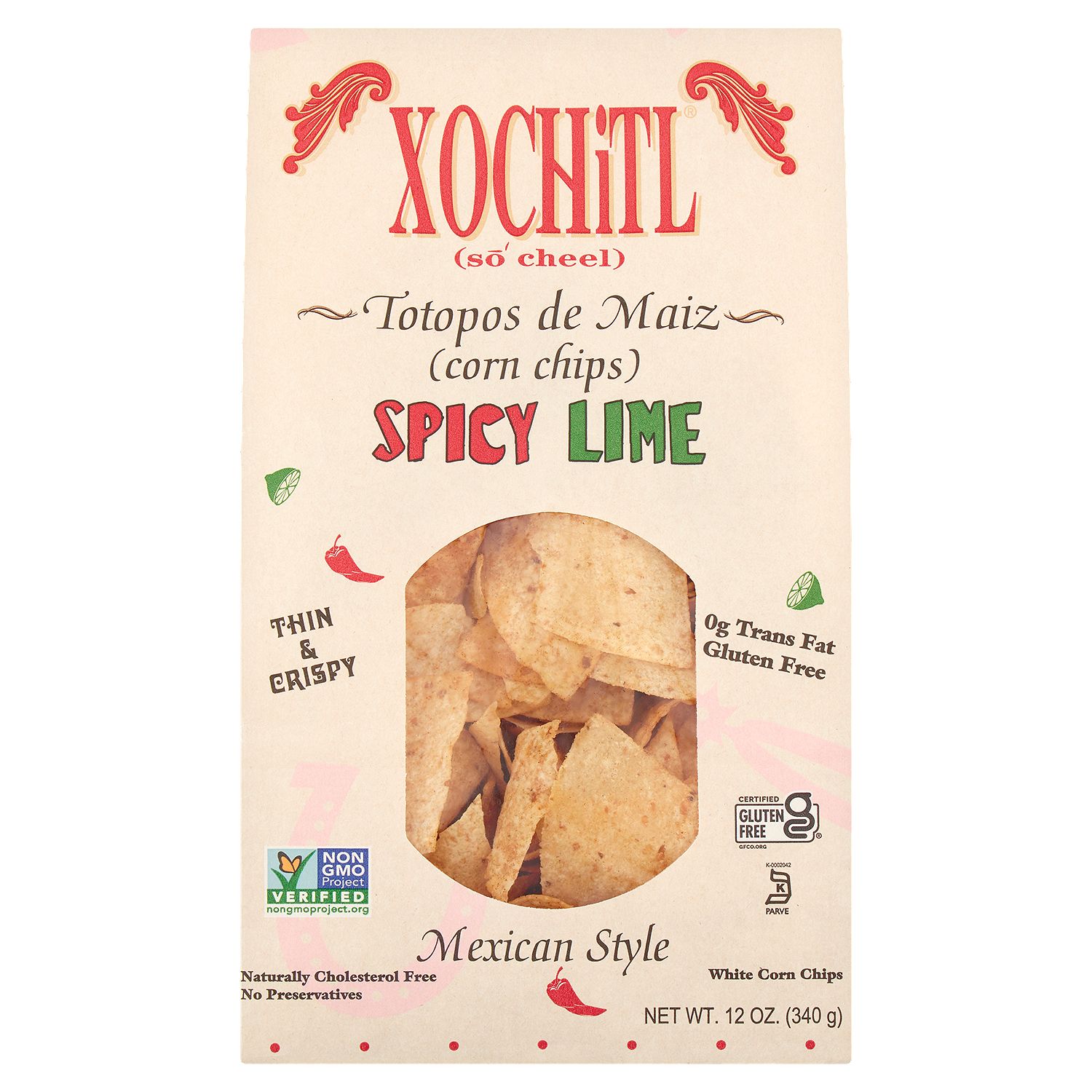 Xochitl Spicy Lime Mexican Style White Corn Chips, 12 oz