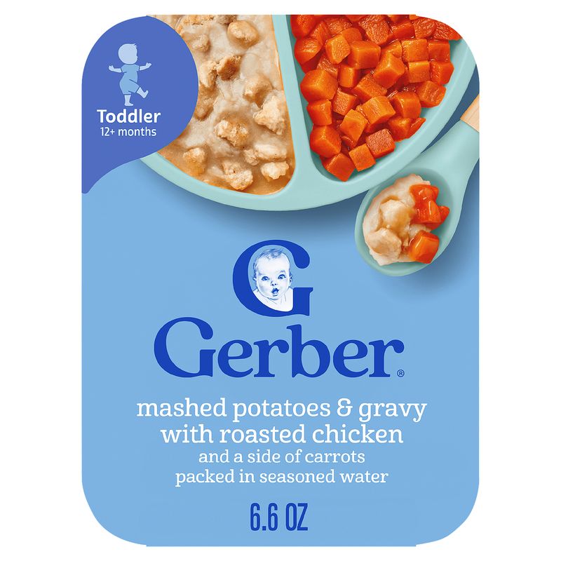 Gerber Mashed Potatoes &amp; Gravy with Roasted Chicken Baby Food, Toddler 12+ months, 6.6 oz