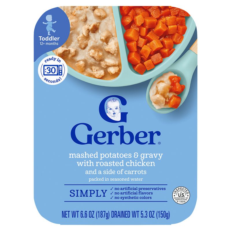 Gerber Mashed Potatoes &amp; Gravy with Roasted Chicken Baby Food, Toddler 12+ months, 6.6 oz
