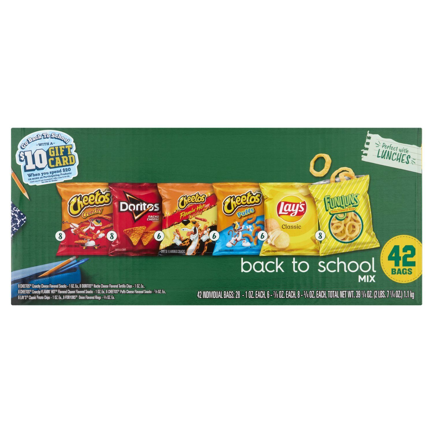 Frito Lay Back to School Mix Snacks, 42 count, 39 ¼ oz