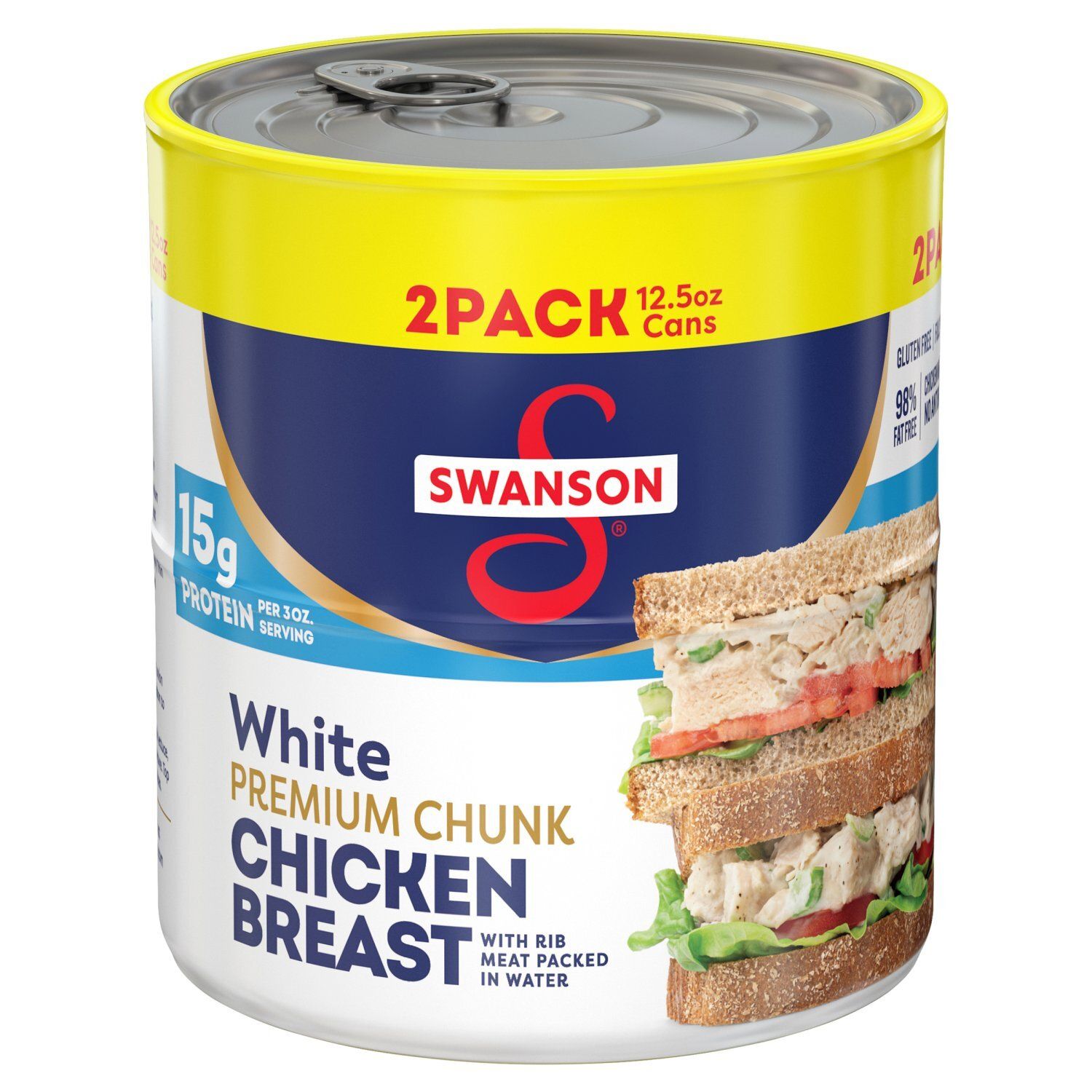 Swanson White Premium Chunk Chicken Breast with Rib Meat, 12.5 oz, 2 count