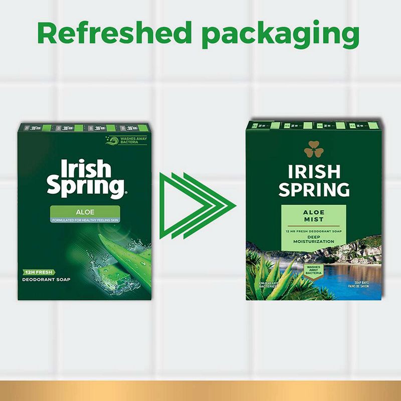 Irish Spring Aloe Mist Deodorant Bar Soap for Men, 3.7 oz, 8 Pack