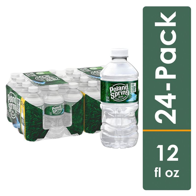 POLAND SPRING Brand 100% Natural Spring Water, 12-ounce plastic bottles (Total of 24)