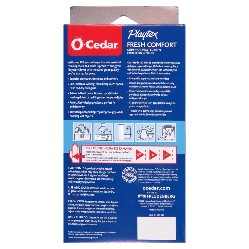 O-Cedar Playtex Fresh Comfort Superior Protection Gloves, L, 1 pair