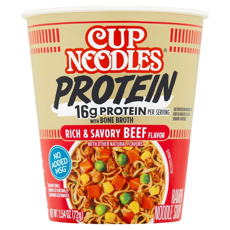Cup Noodles Protein Rich &amp; Savory Beef Flavor Ramen Noodle Soup, 2.54 oz