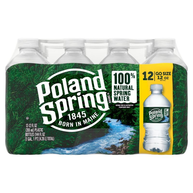 POLAND SPRING Brand 100% Natural Spring Water, 12-ounce plastic bottles (Total of 24)