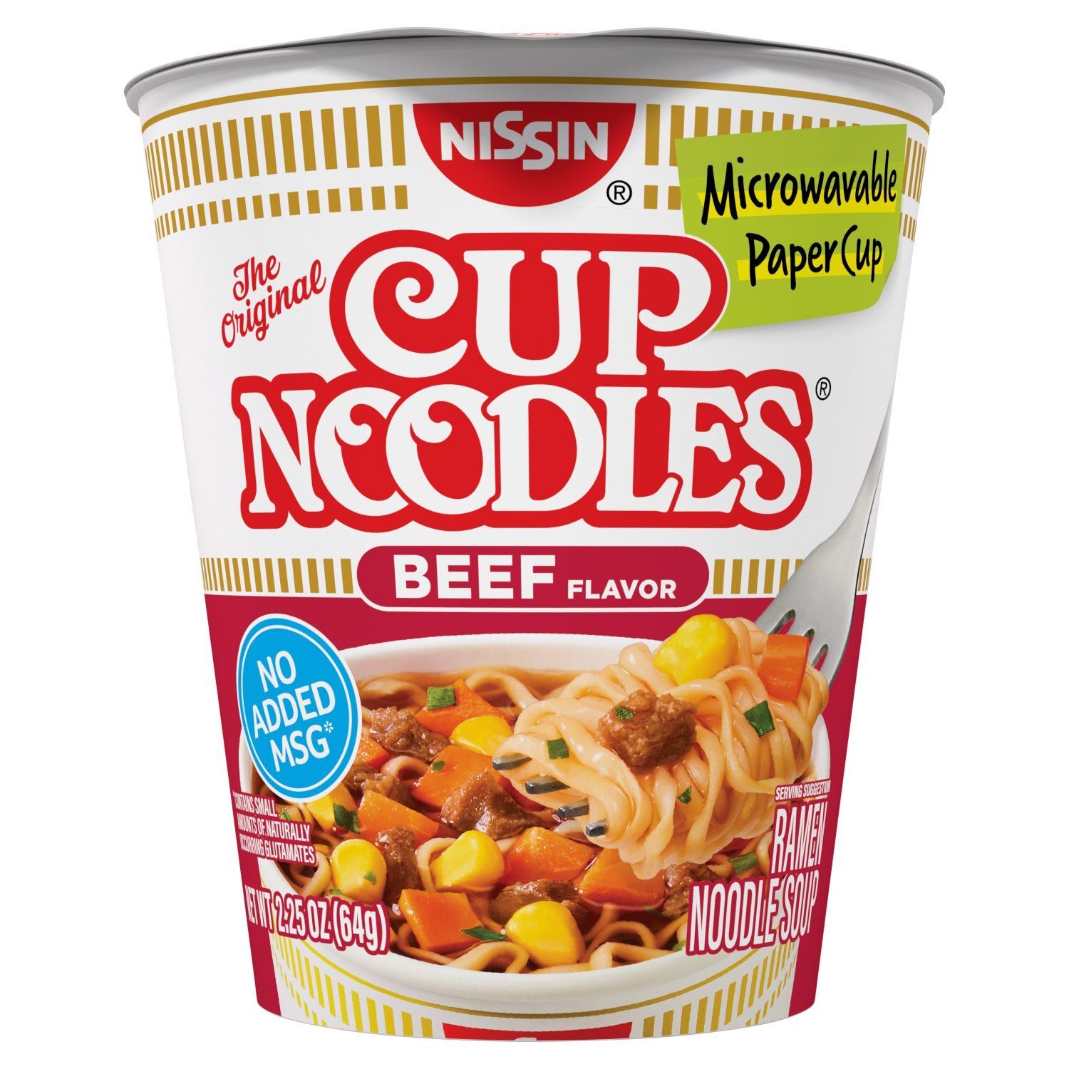 Nissin Cup Noodles Beef Flavor Ramen Noodle Soup, 2.25 oz