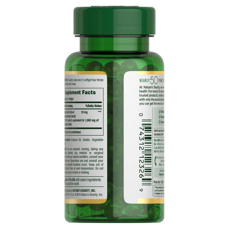 Nature's Bounty Garlic Extract Herbal Supplement, 1000 mg, 100 count