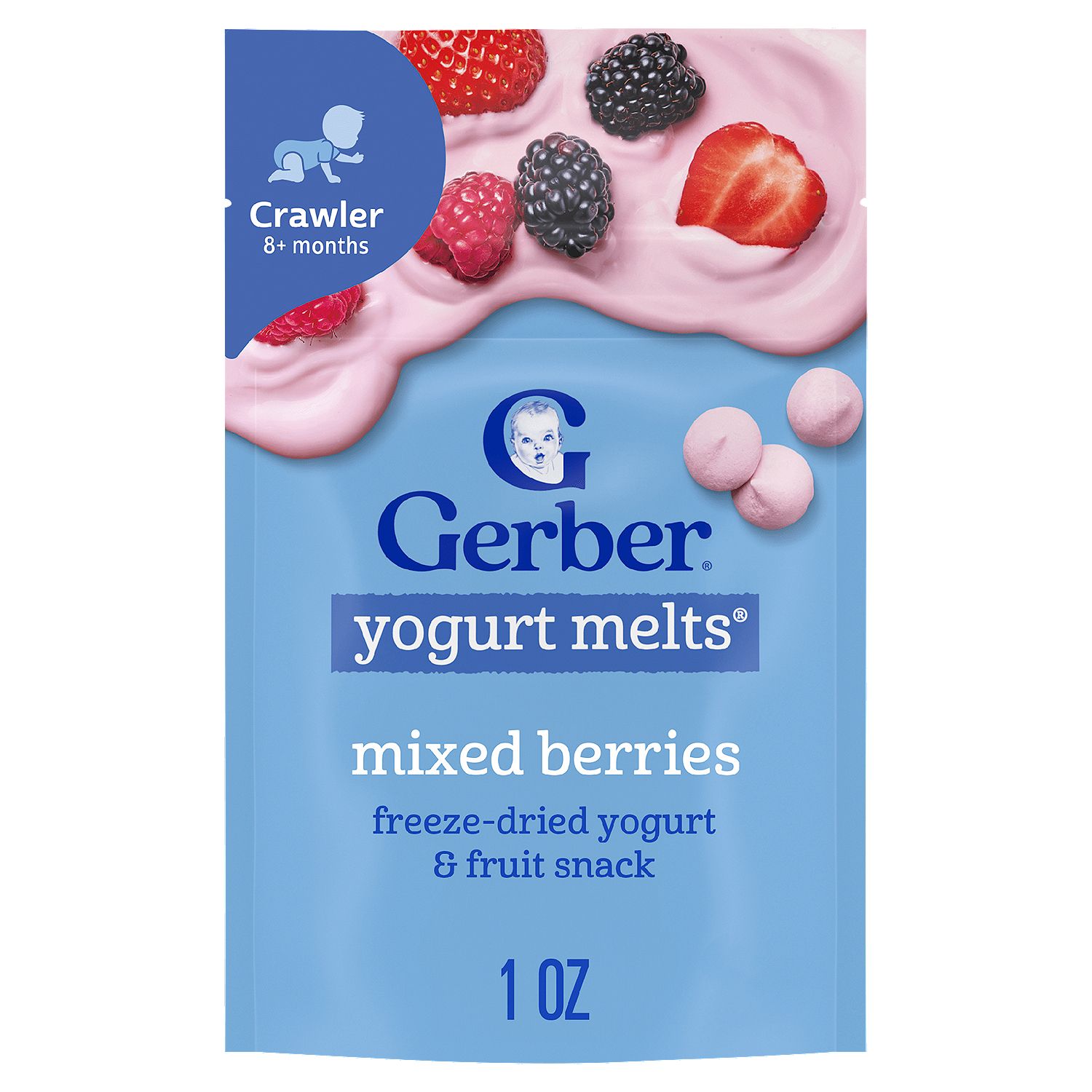 Gerber Mixed Berries Yogurt Melts Baby Food, Crawler 8+ months, 1.0 oz