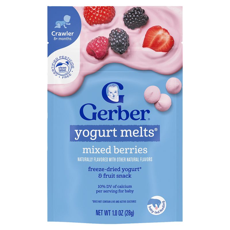 Gerber Mixed Berries Yogurt Melts Baby Food, Crawler 8+ months, 1.0 oz