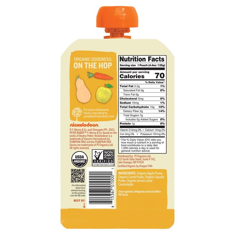 Pumpkin Tree Peter Rabbit Organics Apple, Carrot &amp; Squash Organic Fruit &amp; Vegetable Puree, 4.4 oz