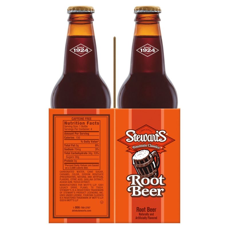 Stewart's Fountain Classics Original Root Beer, 12 fl oz, 4 count