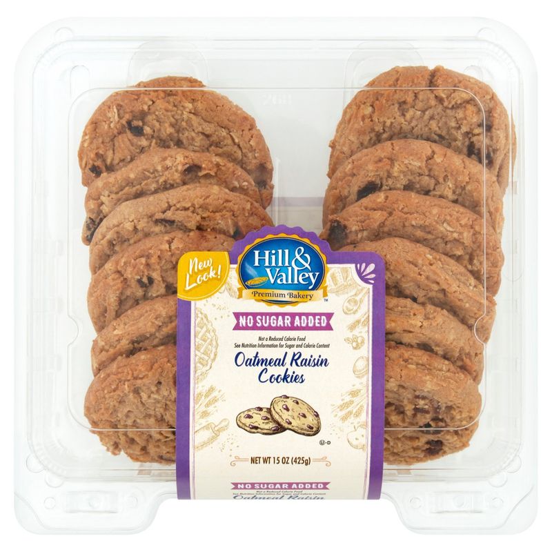 Hill &amp; Valley Premium Bakery Oatmeal Raisin Cookies, 15 oz