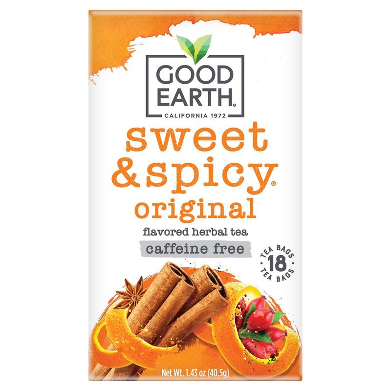 Good Earth Original Sweet &amp; Spicy Flavored Herbal Tea Bags, 18 count, 1.43 oz