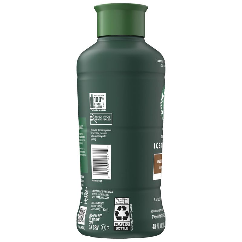 Starbucks Iced Coffee Premium Coffee Beverage Medium Roast Unsweetened 48 Fl Oz