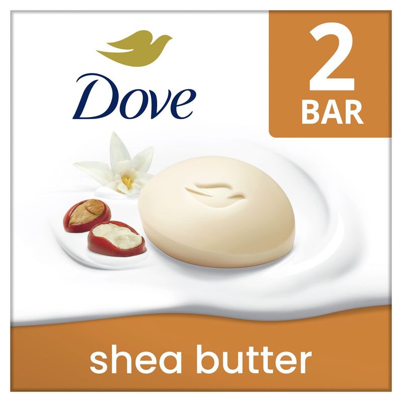 Dove Beauty Bar with Shea Butter &amp; Vanilla Scent, 3.75 oz, 2 count